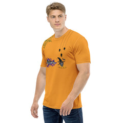 Side view of Jack O Lantern Glow Men's Crew Neck T-Shirt





