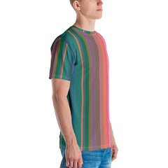 Psychedelic Prism Colorful Stripe All-Over Print Men's Crew Neck T-Shirt