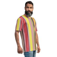 Tropical Bliss Colorful Stripe All-Over Print Men's Crew Neck T-Shirt