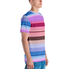 Neon Dreams Colorful Stripe All-Over Print Men's Crew Neck T-Shirt