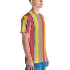 Kaleidoscope Vision Colorful Stripe All-Over Print Men's Crew Neck T-Shirt