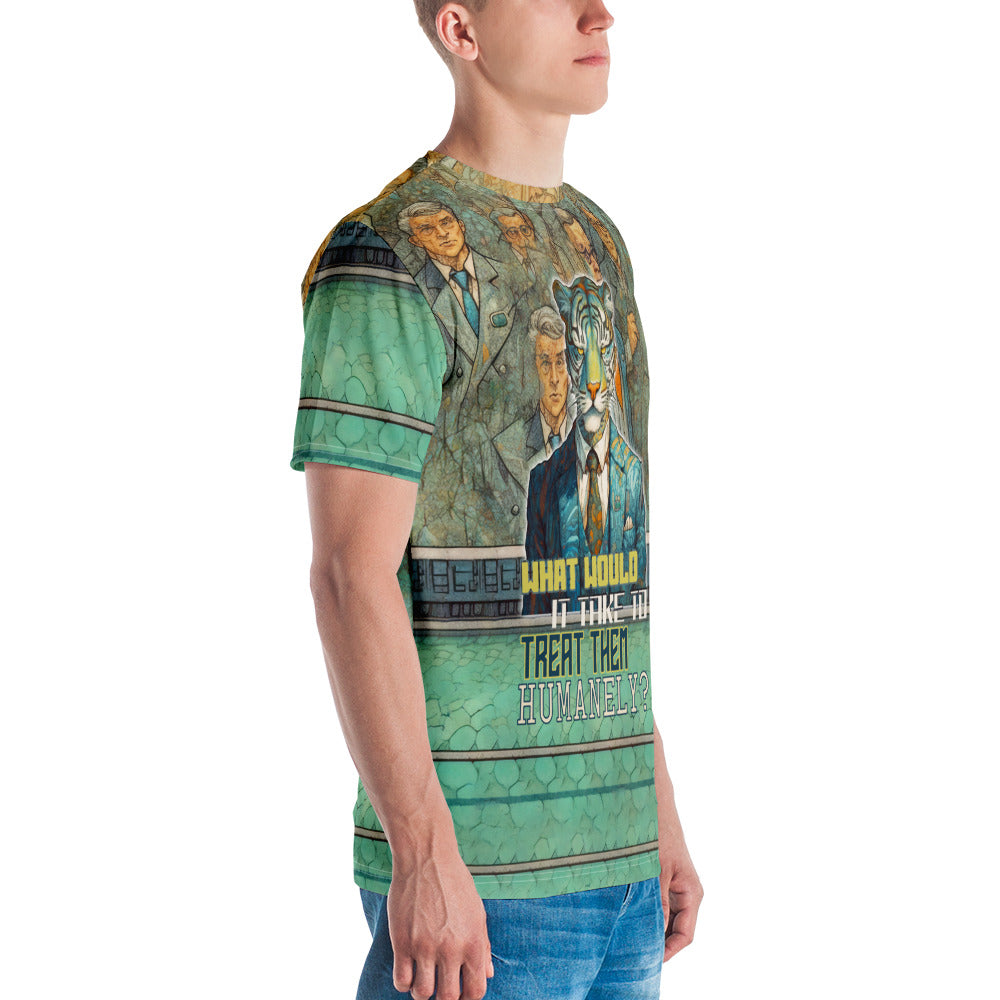 Men's Crew Neck T-Shirt with Hipster Fox Urban print.