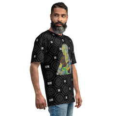 Eye-catching men's t-shirt featuring psychedelic fusion art, crew neck fit.