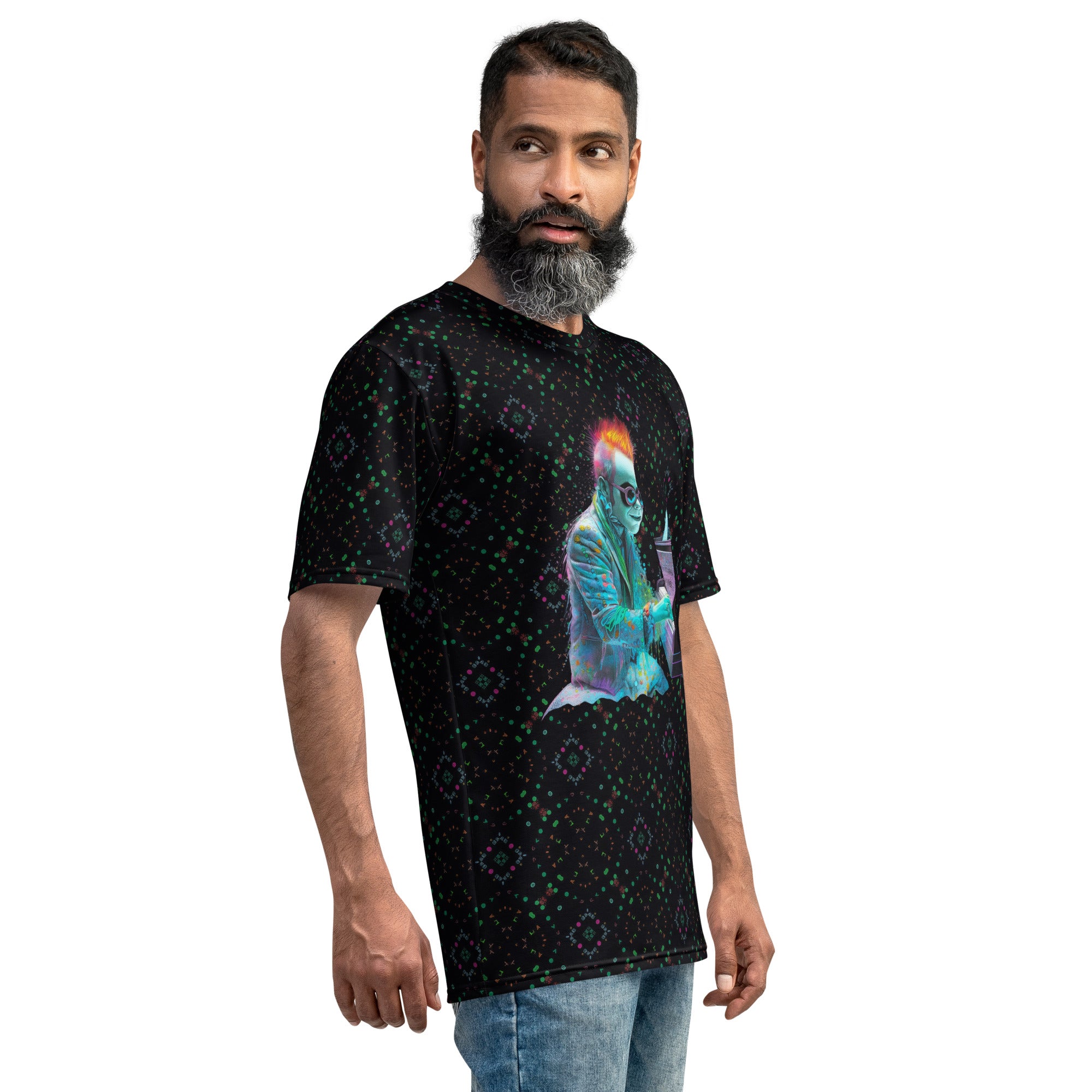 Model wearing Urban Graffiti Men's T-Shirt - side view.