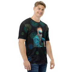 Fashionable Cosmic Connections galaxy print T-shirt for men.