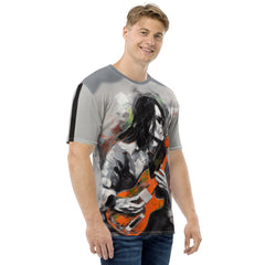 Men's fashion crew neck t-shirt with elegant geometric print.