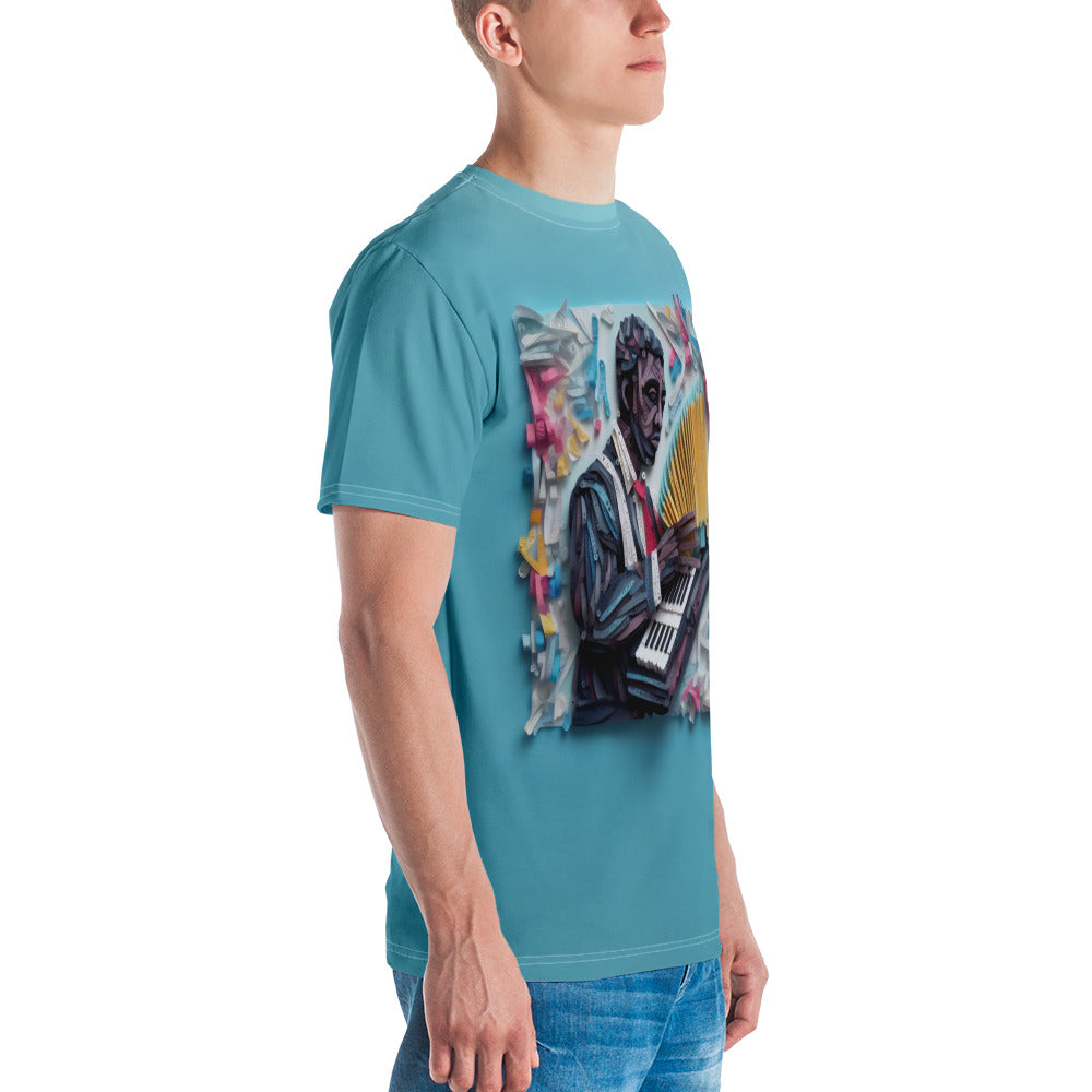 Stylish men's crew neck t-shirt with crane graphic.