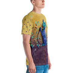 Model wearing Kirigami Forest Trail Men's Crew Neck T-Shirt.