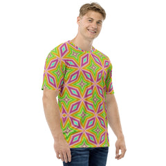 Men's digital print crewneck t-shirt in casual setting