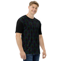 Close-up of Modern Mosaic pattern on men's tee