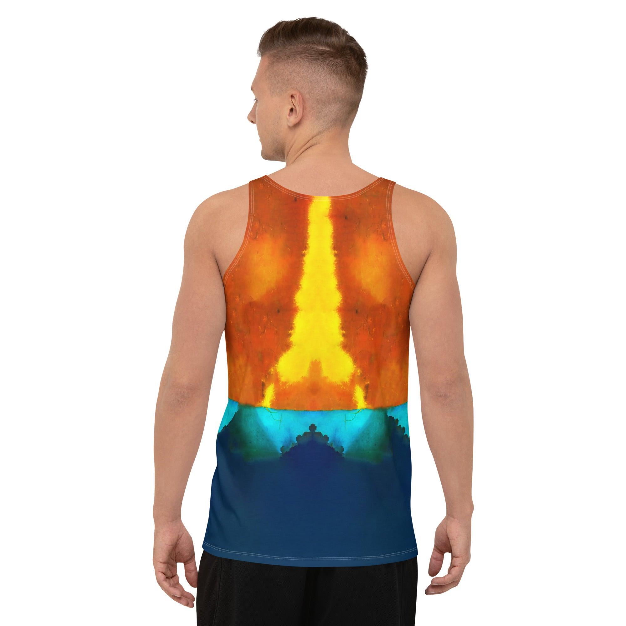 NS 842 Men's Tank Top in a casual outdoor setting.