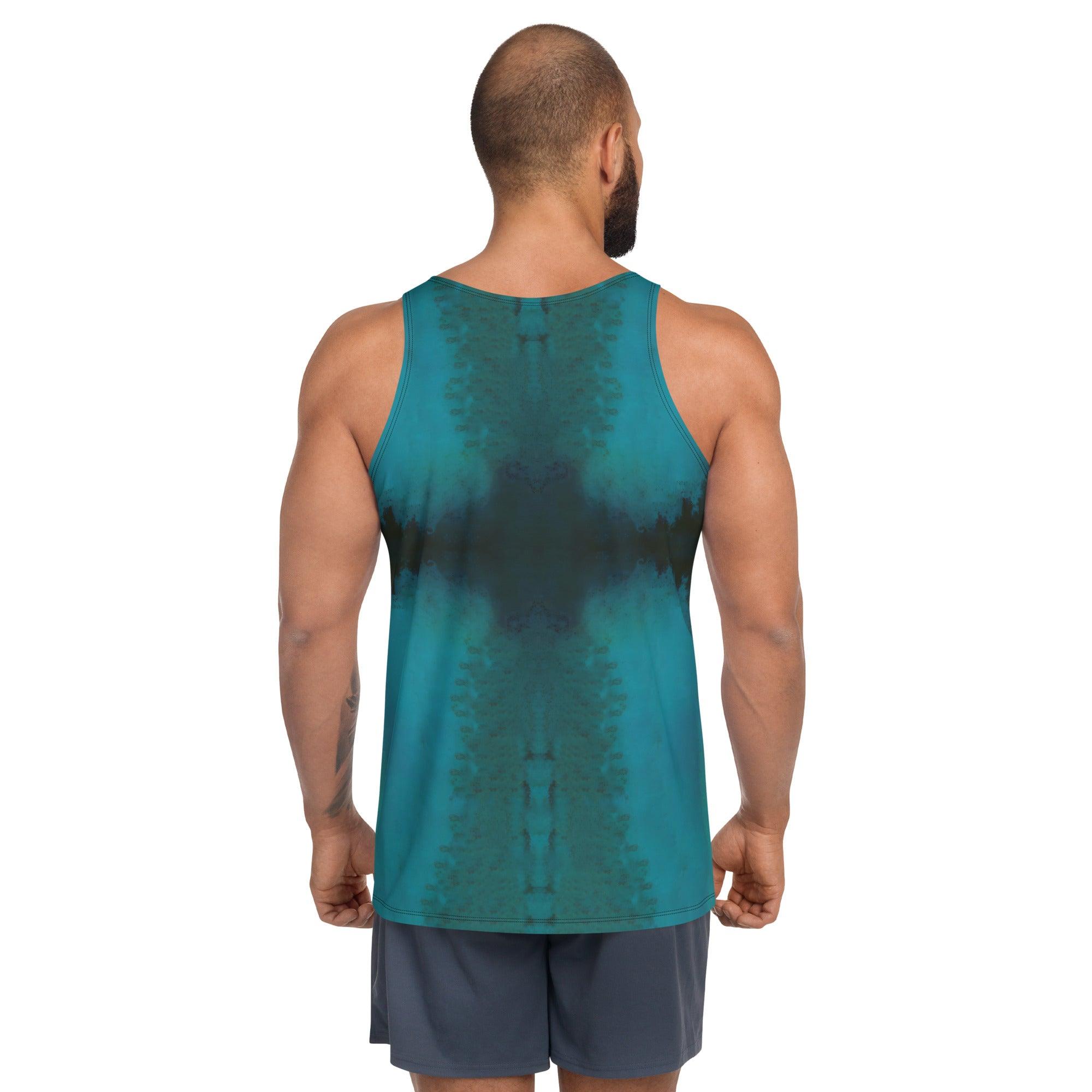 Lifestyle image of NS 837 Men's Tank Top worn outdoors.