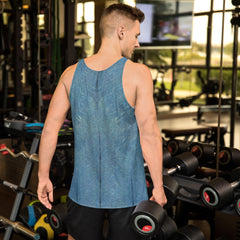 Side view of NS 869 Men's tank top in action at the gym.