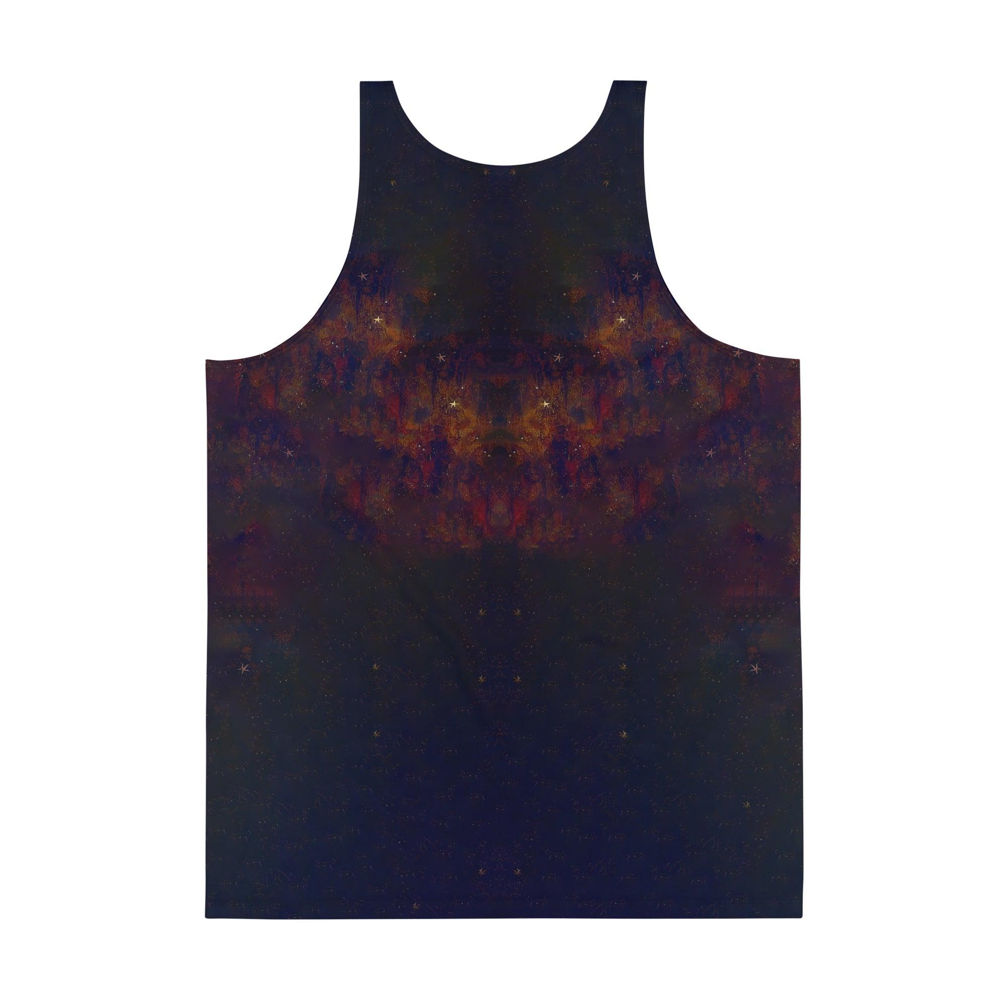 NS-1002 Men's Tank Top on hanger, front view, displaying the cut and design of the neckline.