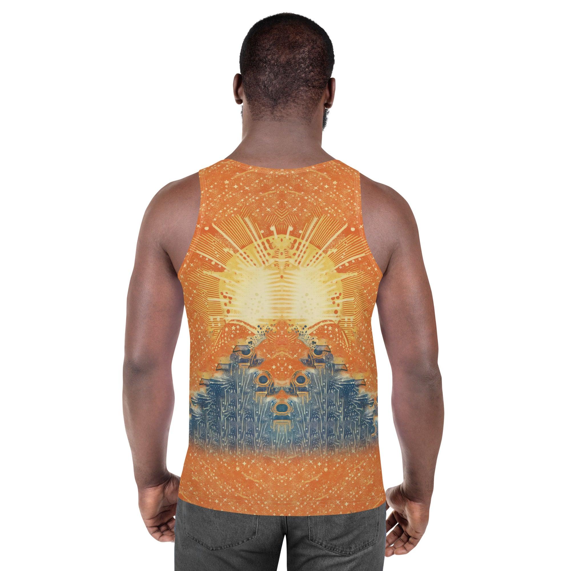 Eye-catching SurArt 1 08 Tank Top, merging art with surf culture for a distinctive style.