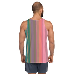 Vibrant Watercolor Strokes Colorful Stripe All-Over Print Men's Tank Top