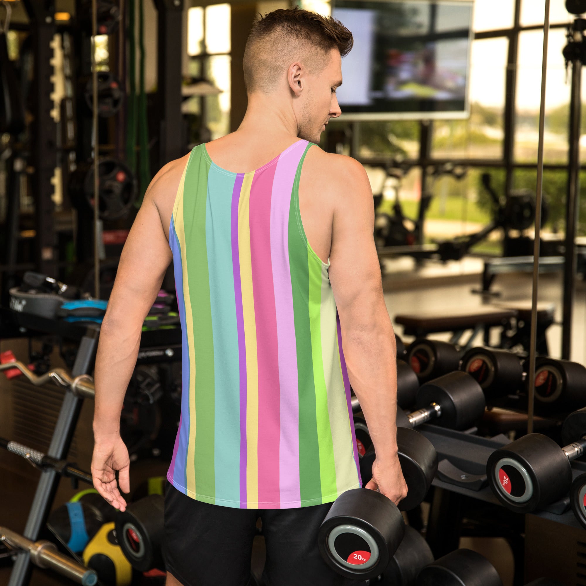 Close-up of Urban Spectrum men's tank top showcasing fabric quality.