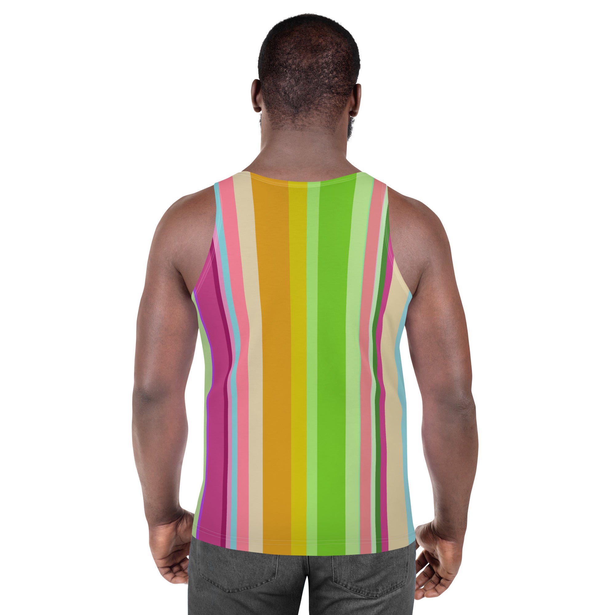 Close-up of the unique design on Sunset Mirage Men's Tank Top.