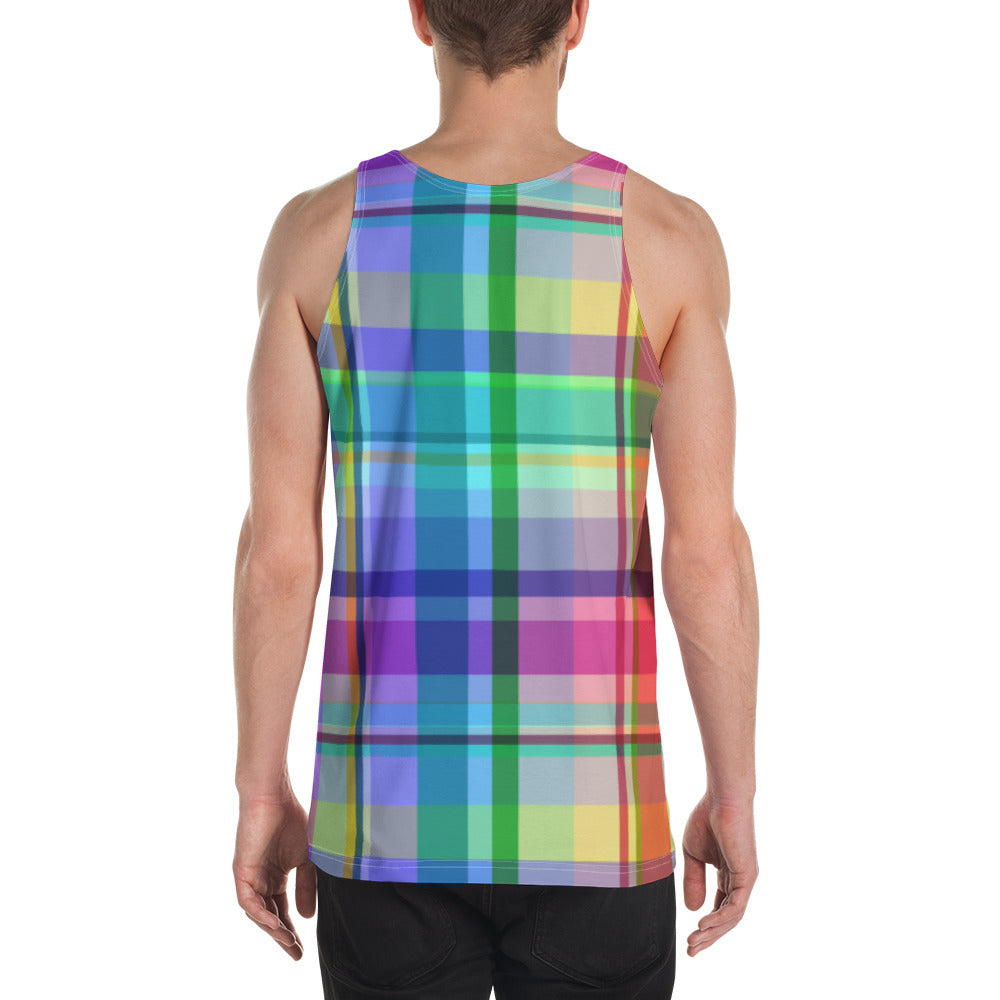 Unique Watercolor Dream Men's Tank Top, showcasing a blend of soft hues for those who love to wear their art.