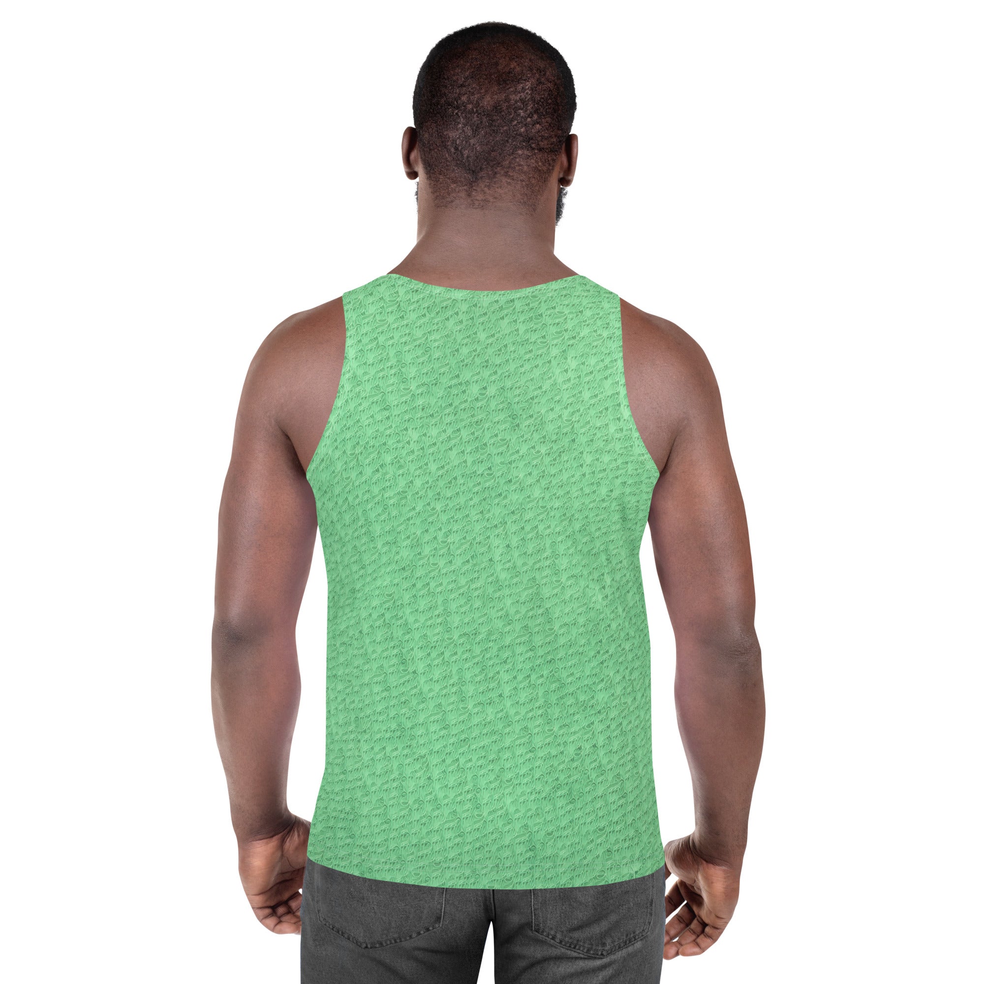 Man wearing Classical Symphony design tank top, showcasing style and comfort.