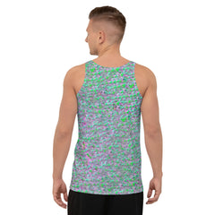 Colorful men's tank top with Disco Fever design, perfect for dance floors.