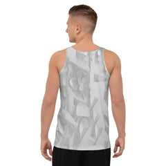 Comfortable men's tank top with jazz fusion print for music lovers.
