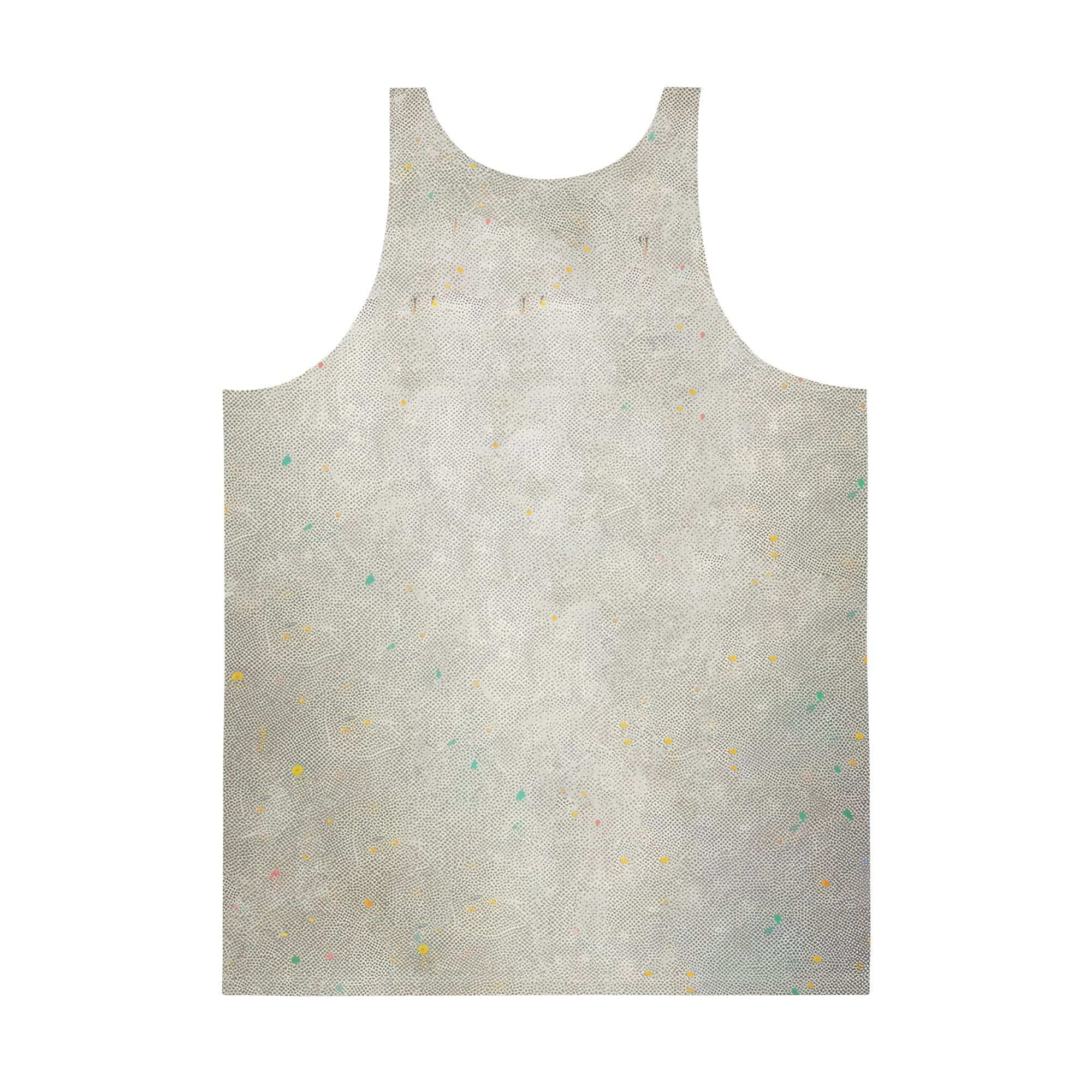 Men's fitness tank top with vibrant Galactic Wolf motif.