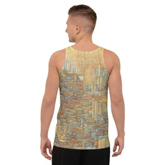 Man wearing a Lively Lemur tank top, ideal for casual summer outings and beach wear