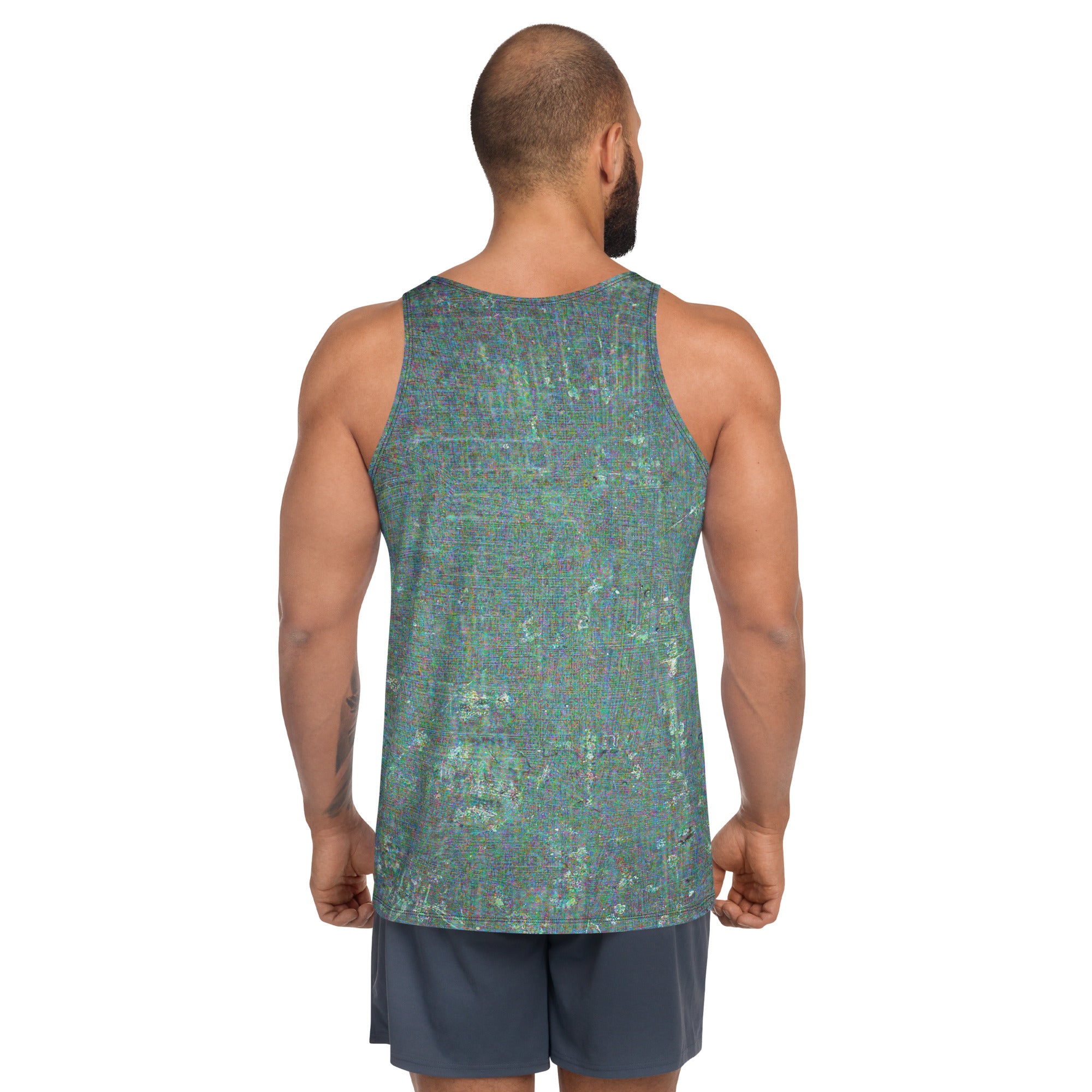 Men's Artistic Tank Top with Vibrant Abstract Spectrum Design