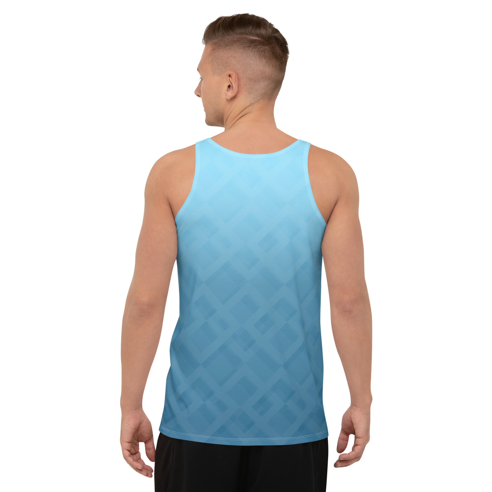 Man wearing Enchanted Forest themed Tank Top outdoors.