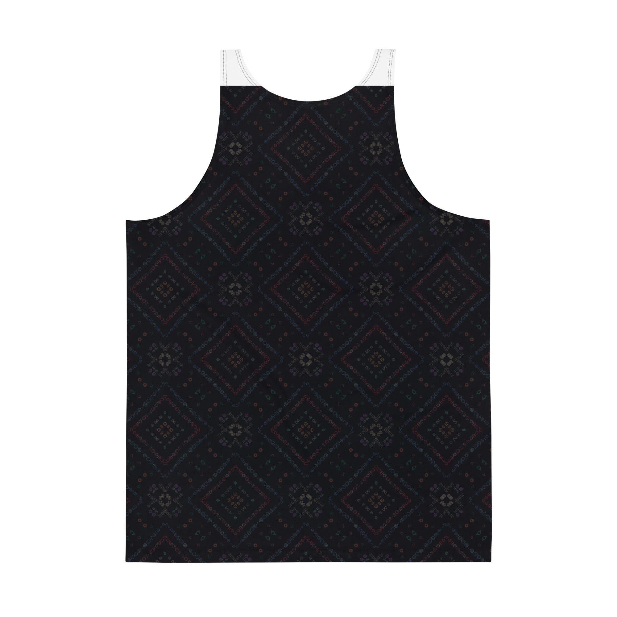 Back view of Enchanted Garden Men's Tank Top highlighting fabric quality.