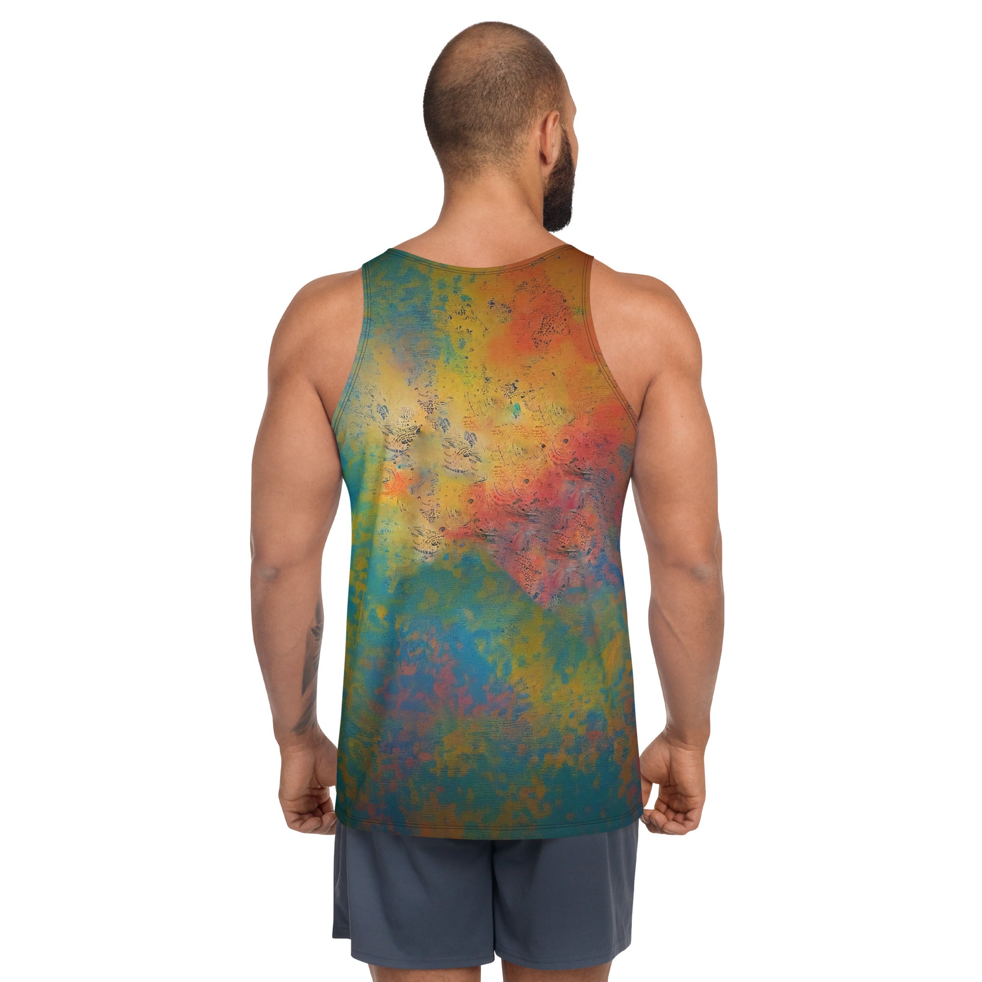 Back view of the Floral Fantasy Men's Tank Top showcasing the pattern.