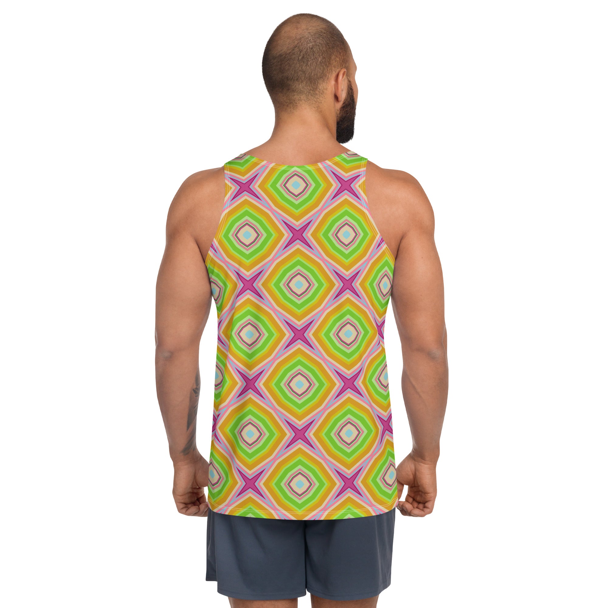 Back view of Tribal Fusion Men's Tank Top