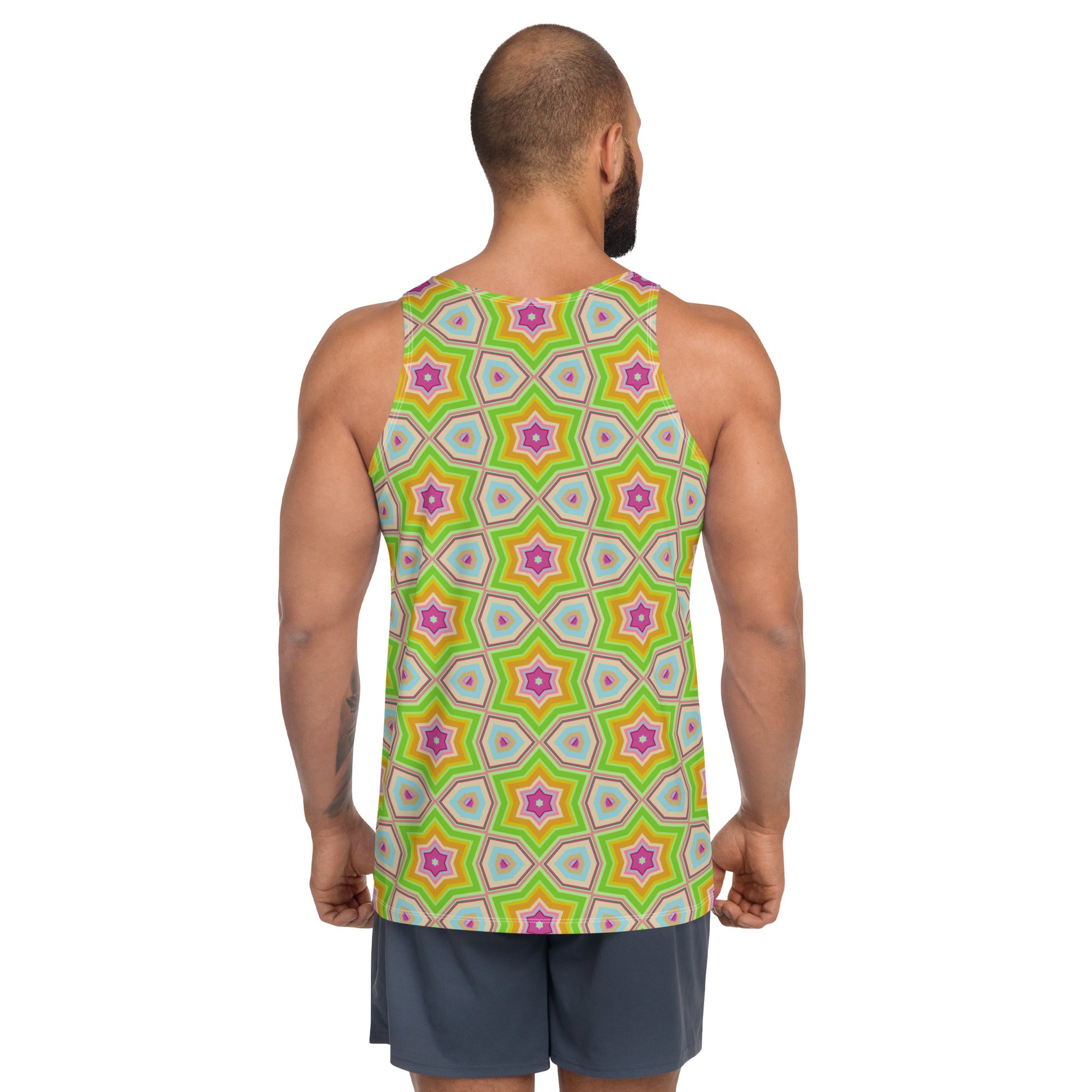 Modern Mosaic Men's Tank Top model wearing it