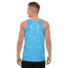 Stylish Paper Peony Bloom Men's Tank Top in casual setting.