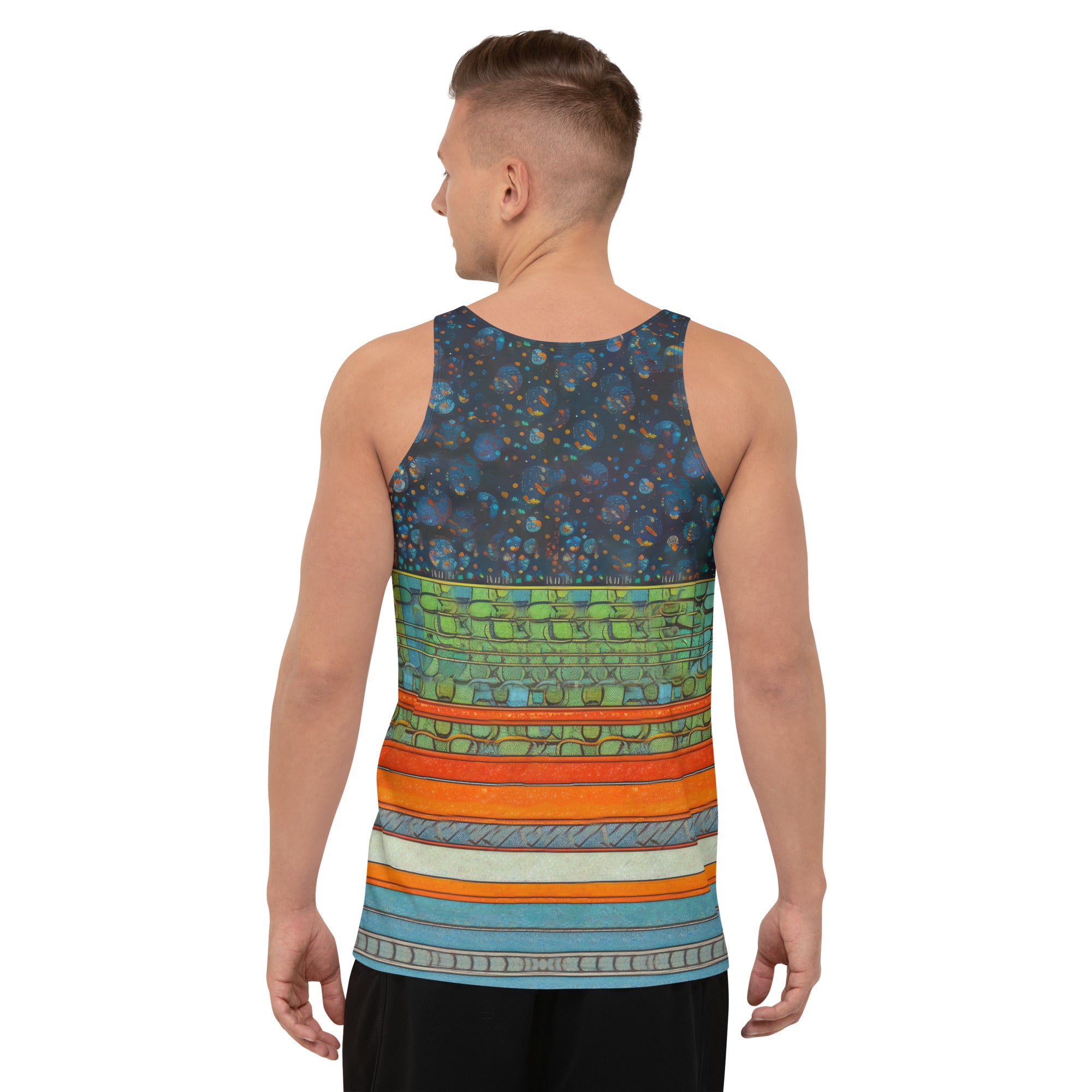 Stylish men's tank top with cat design.