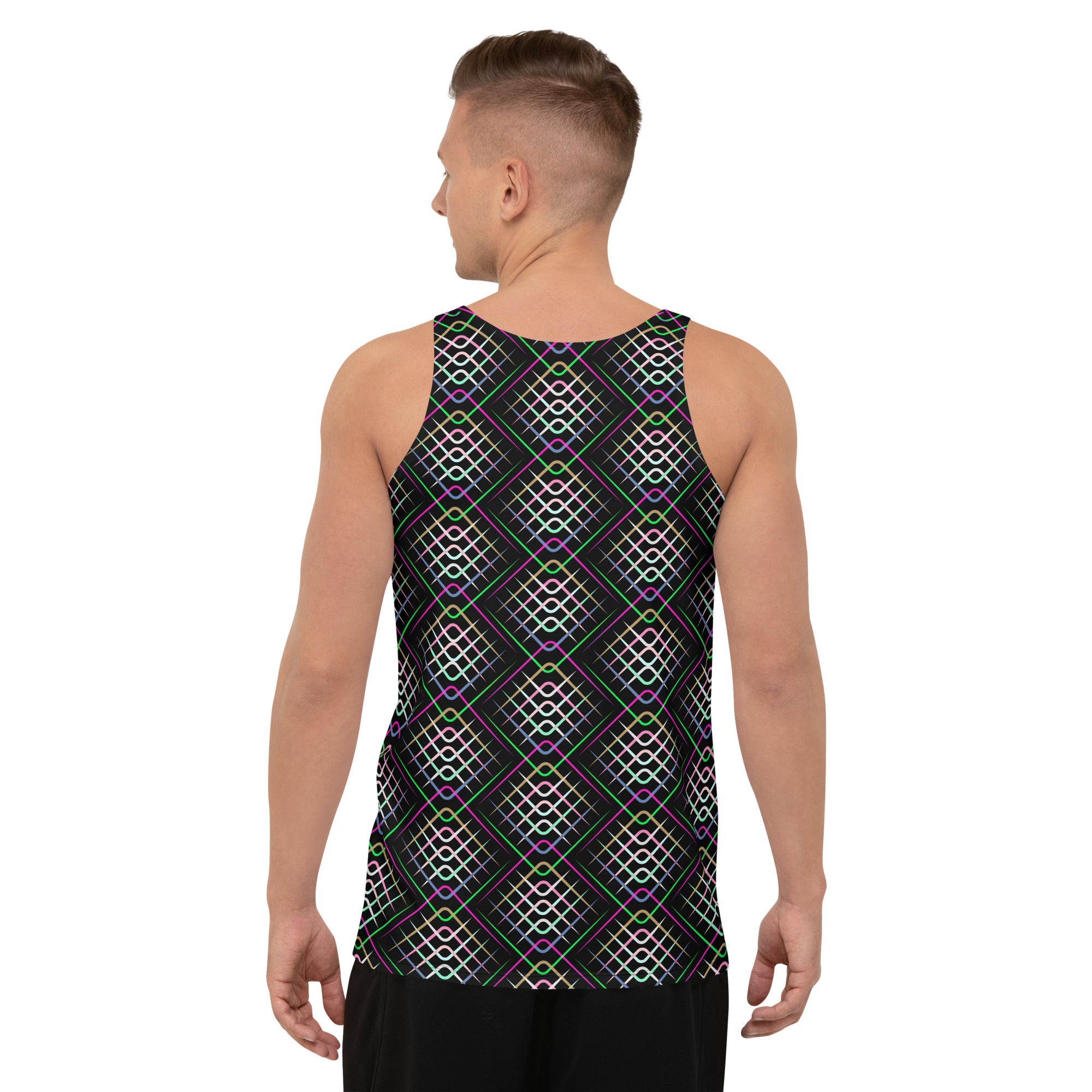 Retro Stripes Tank Top for men laid flat