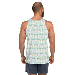 Man wearing Tropical Sunset Tank Top during sunset