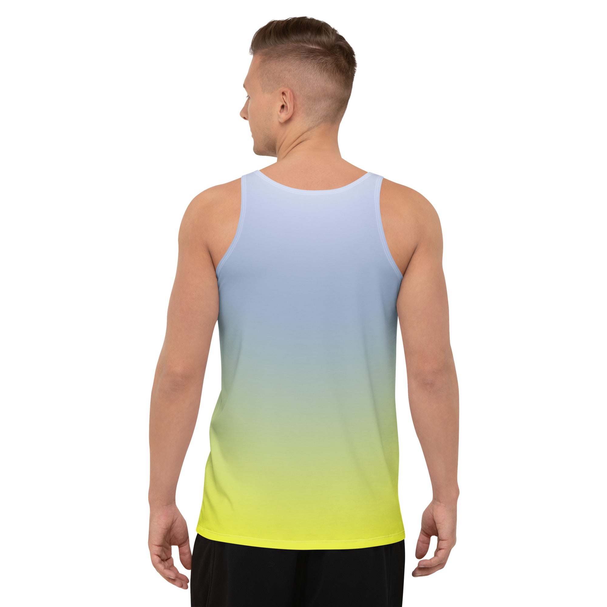 Men's tank top breathable fabric for workouts.