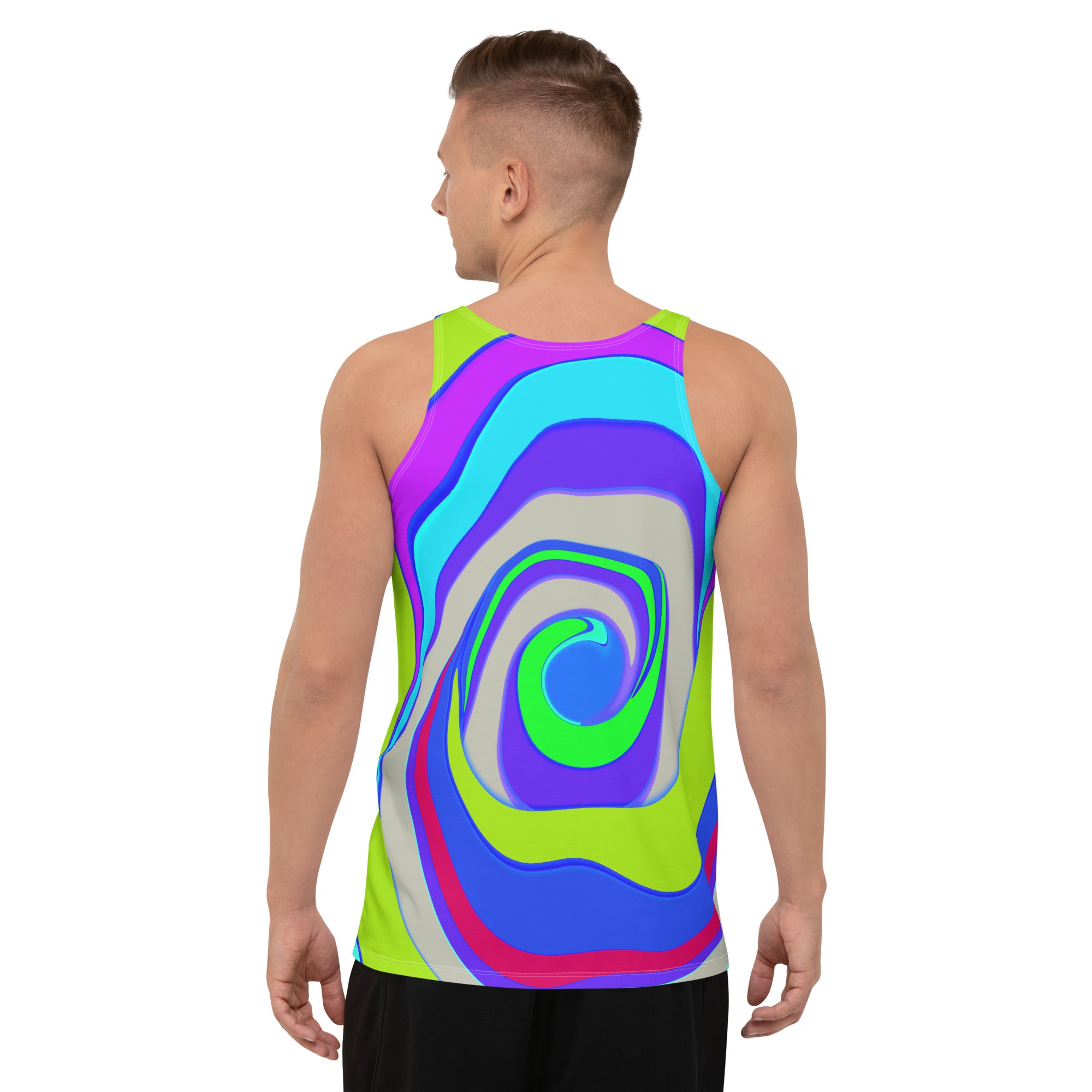 Om Vibes Men's Tank Top back view.