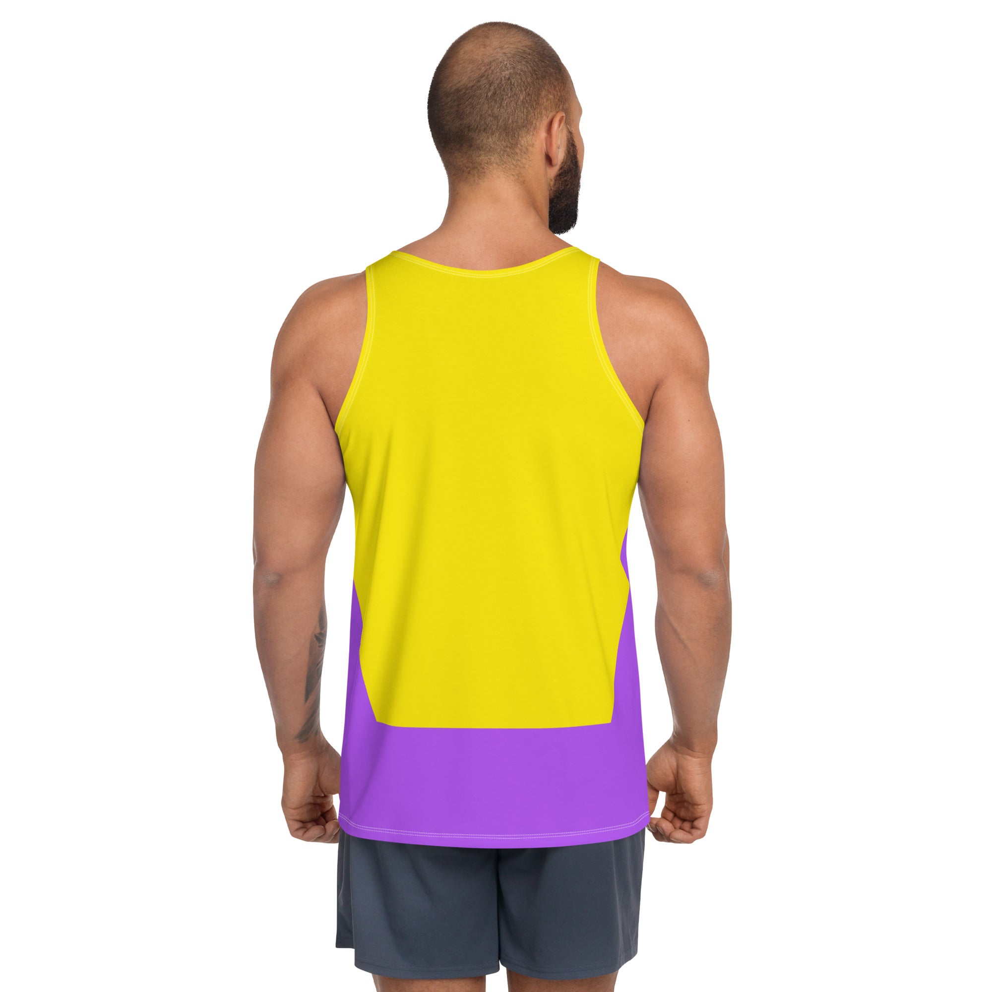 Side view of Karma Cleanse Men's Tank Top showing breathable fabric.