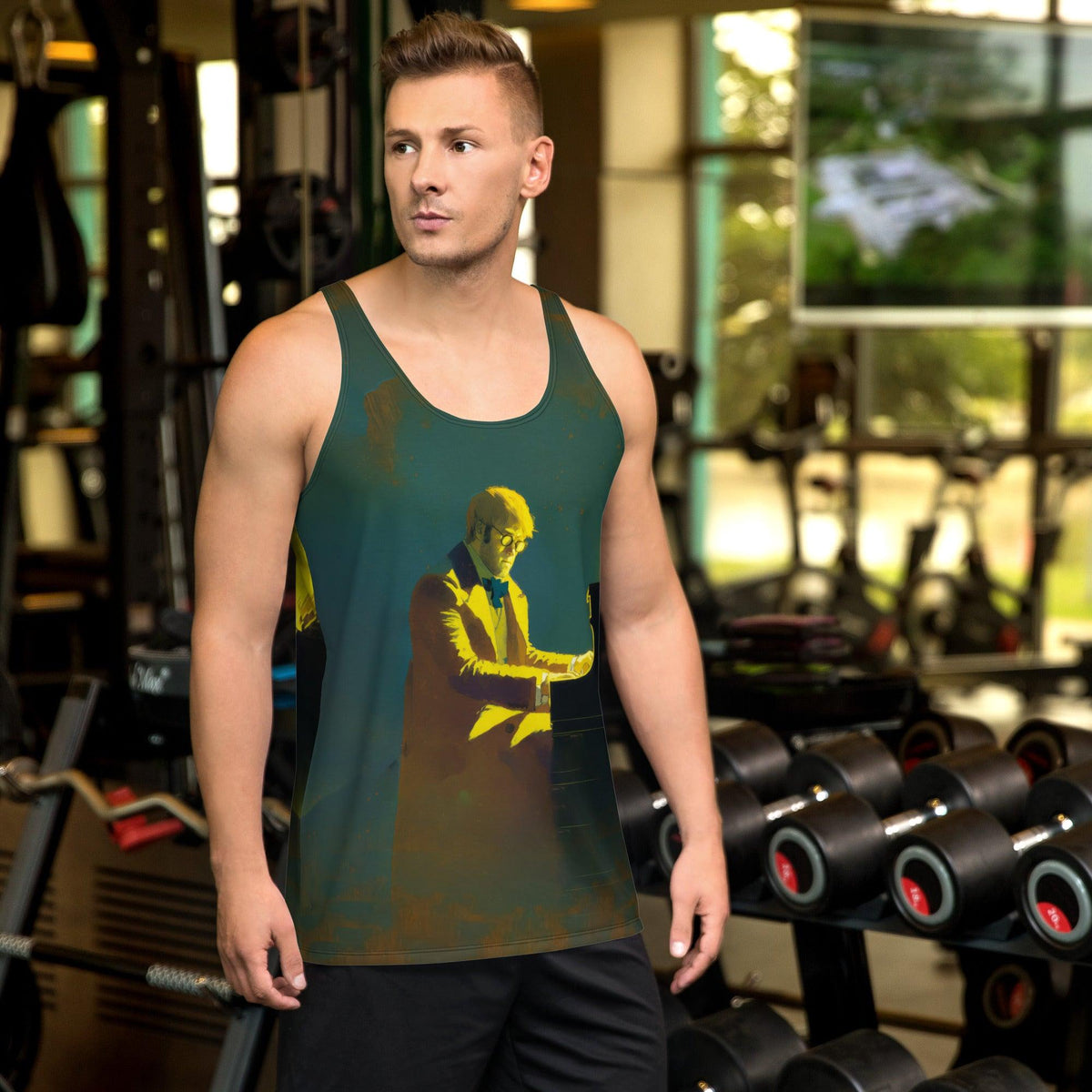 Striking SurArt 92 Men's Tank Top with vibrant, artistic prints for the fashion-forward surfer.