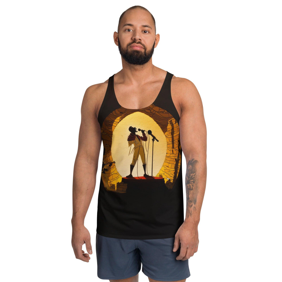 Colorful SurArt 95 Men's Tank Top with eye-catching art for a unique surf look.