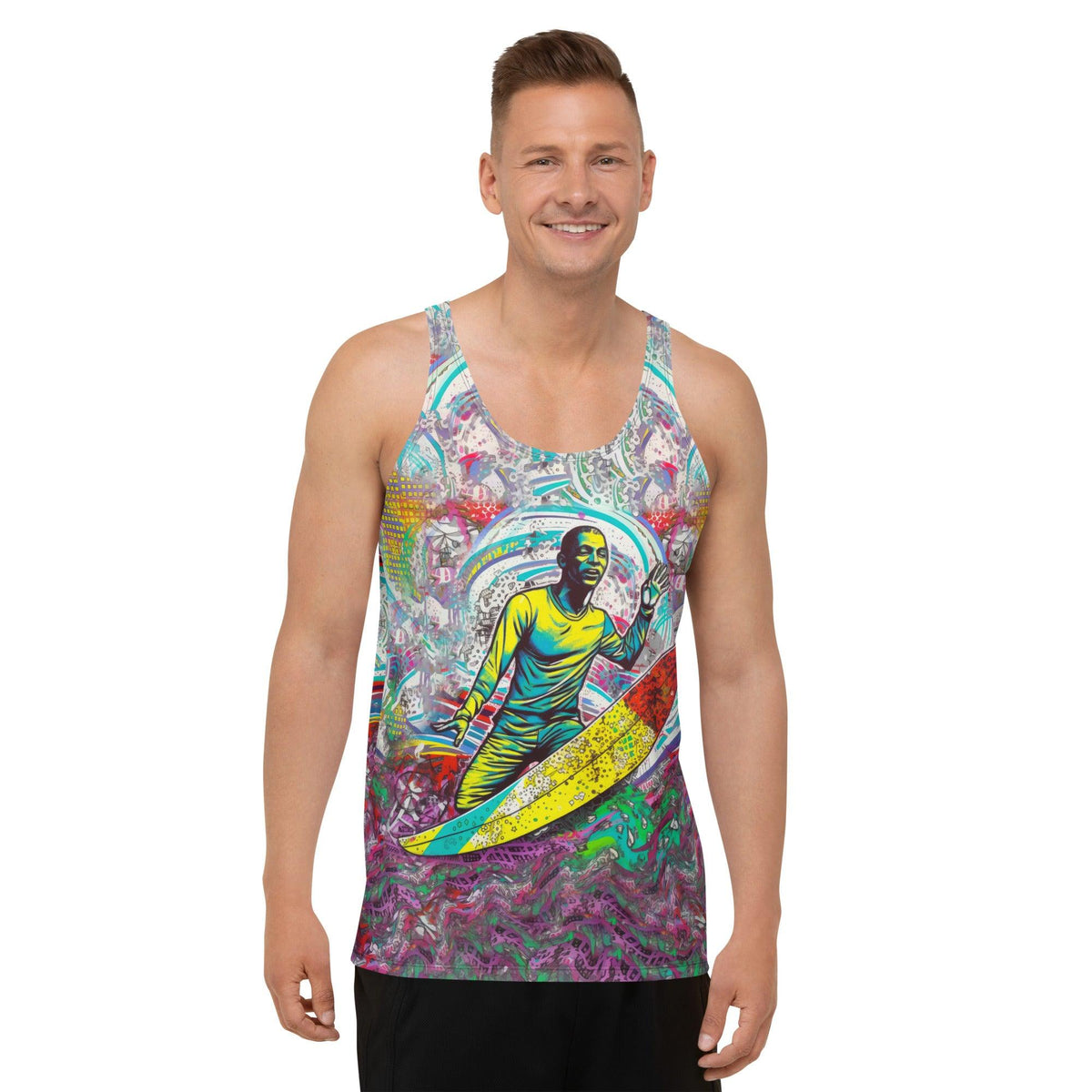 Eye-catching SurArt 1 46 Men's Tank Top with dynamic, artistic surf visuals for the trendsetter.