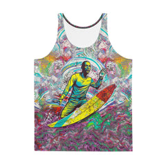 High-quality SurArt 1 46 Men's Tank, where fashion meets surf culture in an artistic display.