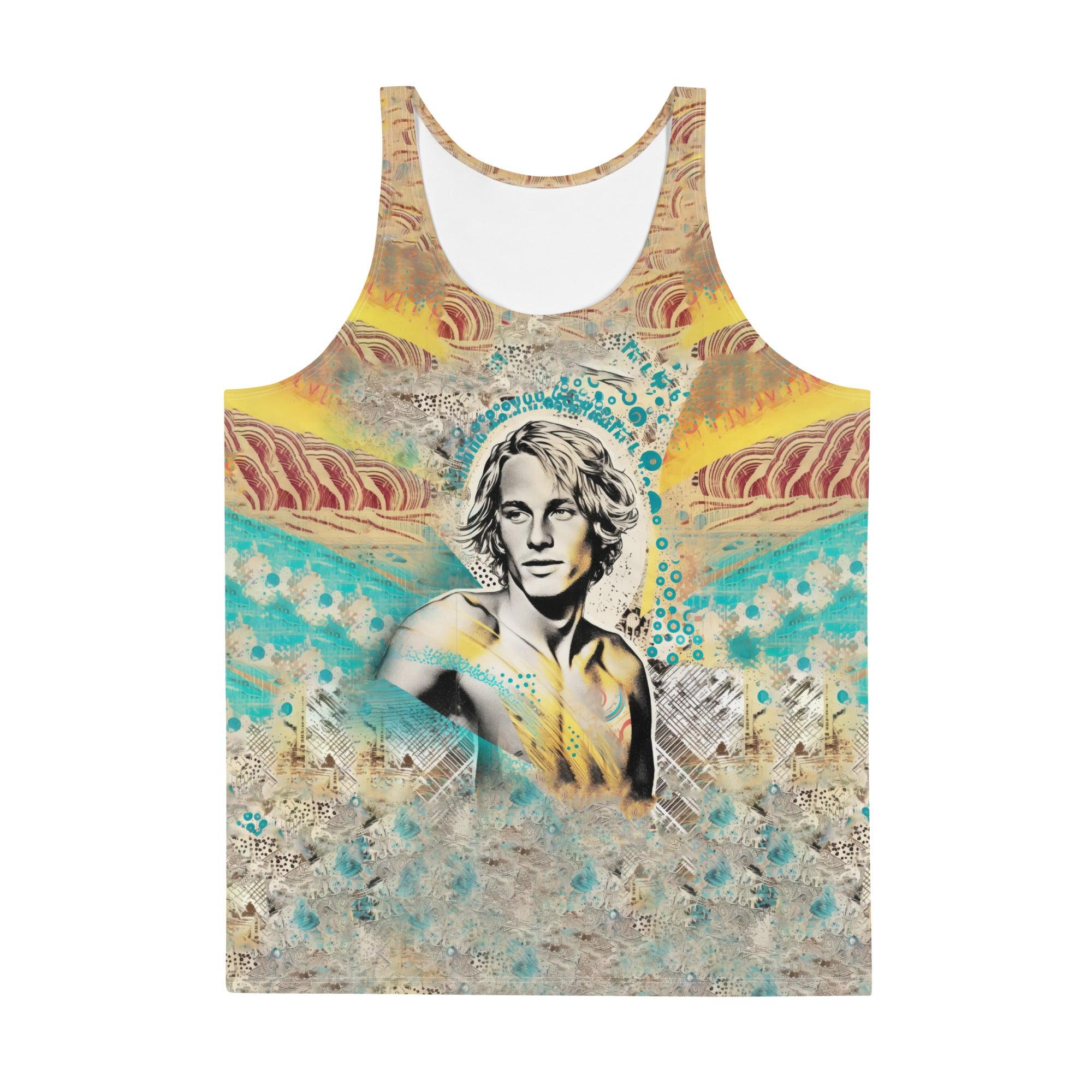 Eye-catching SurArt 1 32 Men's Tank Top featuring surf-inspired artwork for a distinctive summer vibe.