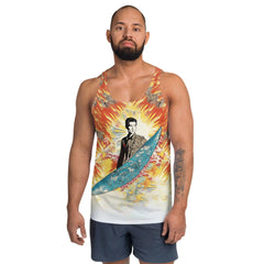 Stunning SurArt 1 38 Men's Tank Top with intricate art design inspired by the surf lifestyle.