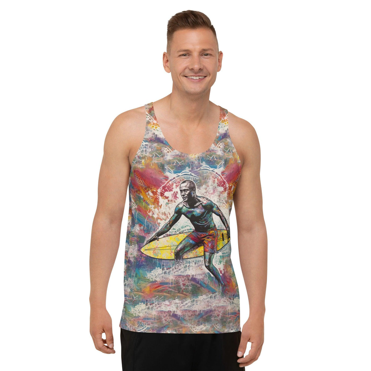 Vibrant SurArt 1 47 Tank Top design, combining comfort and art for those who dare to express their individuality.
