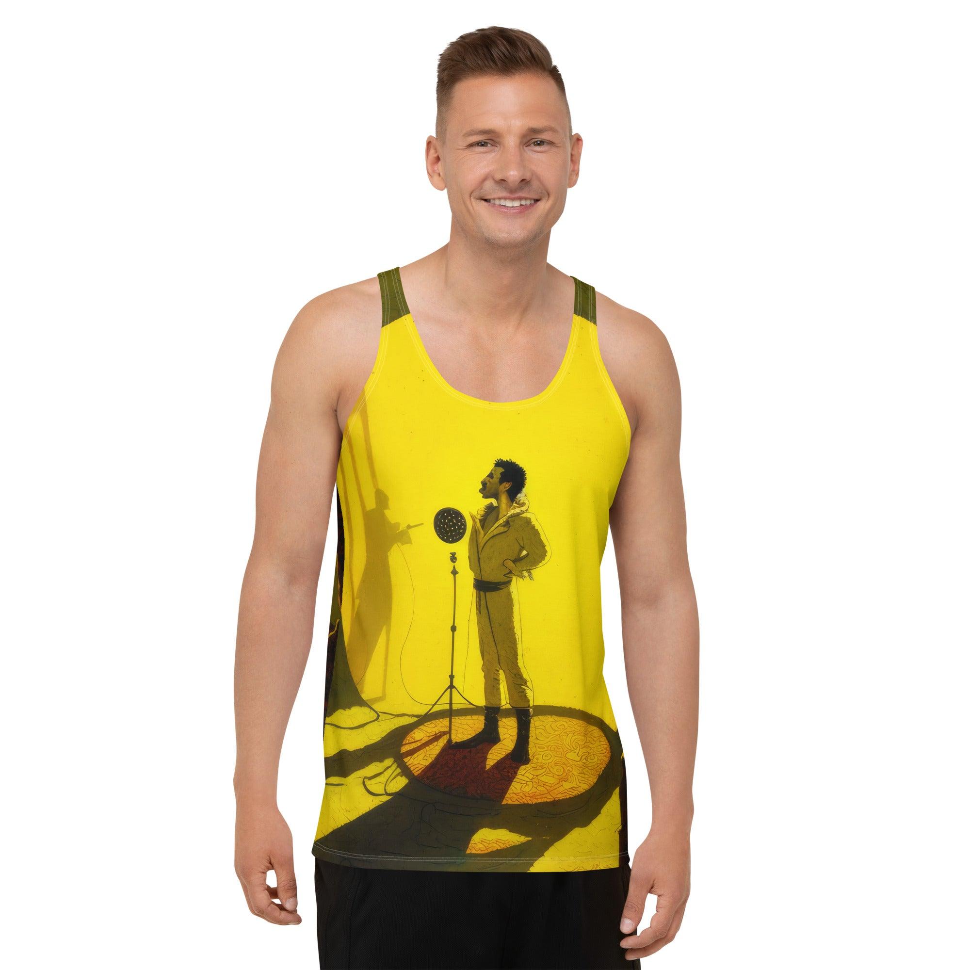 Innovative SurArt 102 Men's Tank Top with cutting-edge surf-inspired artwork.