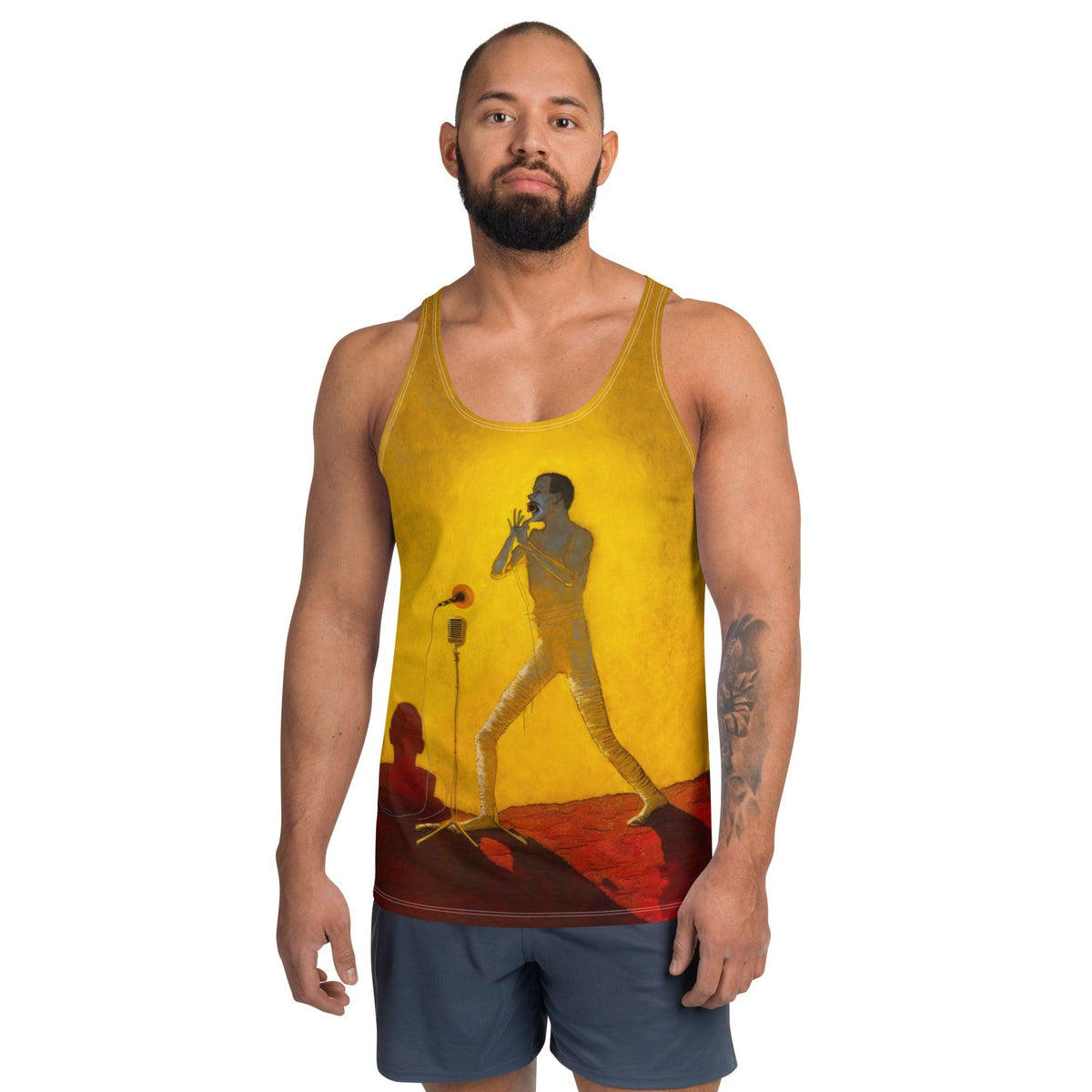 Dynamic SurArt 109 Men's Tank Top showcasing cutting-edge surf art for the trendsetter.